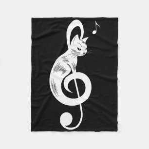 Cobertor De Velo Gato Preto Clave de Sol Kit de Música Notas de Gat