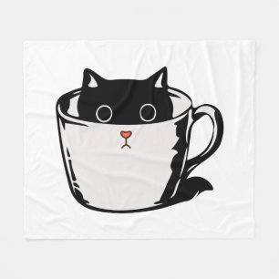 Cobertor De Velo Gato preto com nariz vermelho escondido em um copo