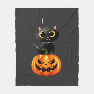 Cobertor De Velo Gato Preto Design de Halloween � Arte de Abóbora A