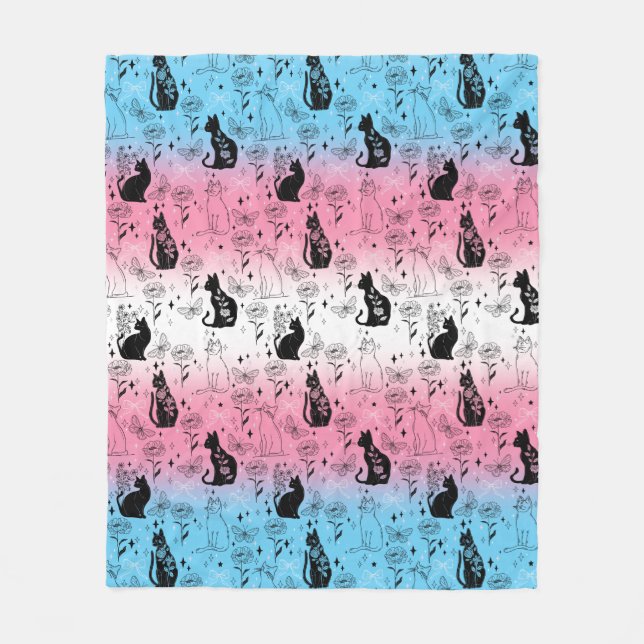 Cobertor De Velo Gato Preto do Orgulho Transgênero - Testemunha Mís (Frente)