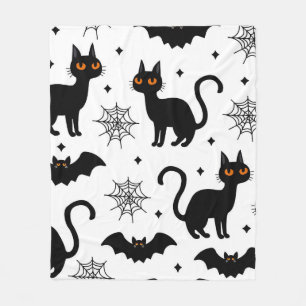 Cobertor De Velo Gato Preto Fofo, Morcego e Teia de Aranha Padrão S