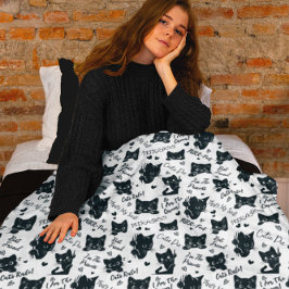 Cobertor De Velo Gato Preto Fofo Padrão de Halloween para Amantes d