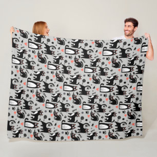 Cobertor De Velo Gato Preto Fofo Padrão Perfeito Em Cinza Claro