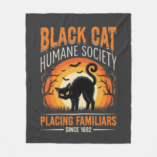 Cobertor De Velo Gato Preto Halloween Humane Society Gráfico Vintag