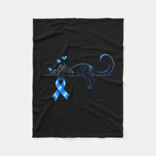 Cobertor De Velo Gato preto laço azul conscientização diabetes aman