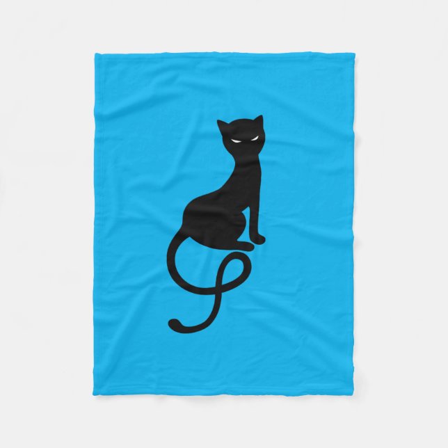 Cobertor De Velo Gato preto mau gracioso azul (Frente)