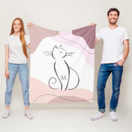 Cobertor De Velo Gato Preto Minimalista Orgânico Boho Formas Monogr