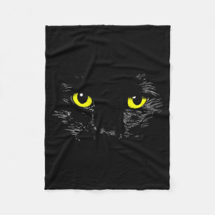 Cobertor De Velo Gato Preto Olhos Amarelos Rosto de Gatinho Hallowe