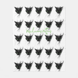 Cobertor De Velo Gato Preto Olhos Verdes Design Moderno Amante de G