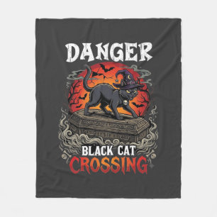 Cobertor De Velo Gato Preto Perigoso Atravessando Chapéu de Bruxa d