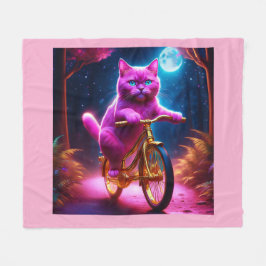 Cobertor De Velo Gato Rosa Em Um Caminho Cênico De Bicicleta De Our