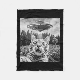 Cobertor De Velo Gato Selfie Com Alienígena Ufo Gato Engraçado Para