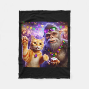Cobertor De Velo Gato selfie engraçado do Mardi Gras Citação Bigfoo