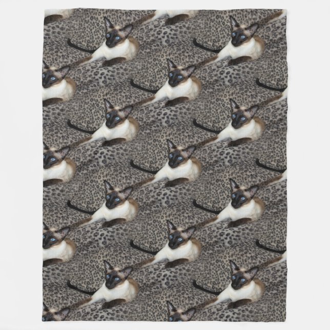 Cobertor De Velo Gato Siamese em pontos do animal selvagem do (Frente)