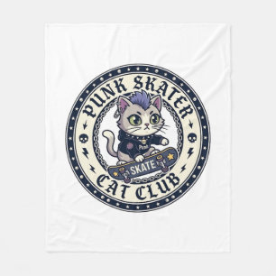Cobertor De Velo Gato Skater Punk Design Divertido Amante de Gatos 