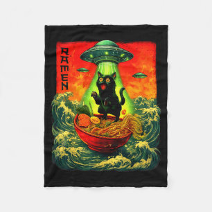 Cobertor De Velo Gato Ufo Ramen Alienígena Presentes de Arte Retro