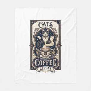 Cobertor De Velo Gatos Café Repetir Gato Café Arte Vetorial Vintage