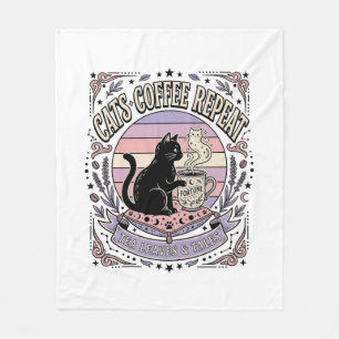 Cobertor De Velo Gatos Café Repetir Gato Folhas de Chá Café Sorte R