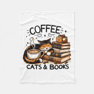 Cobertor De Velo Gatos de café engraçados fofos livros amante mulhe