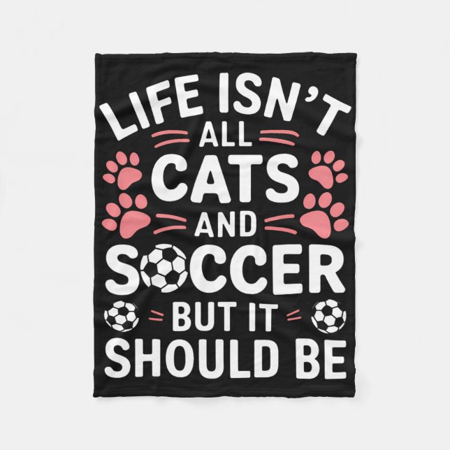 Cobertor De Velo Gatos E Futebol Futebol Engraçado  (Frente)
