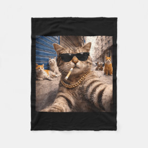 Cobertor De Velo Gatos Gângster Gatos de Rua Selfie Meme Divertido