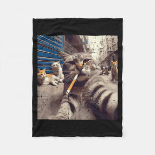 Cobertor De Velo Gatos Gângster Gatos de Rua Selfie Meme Divertido 