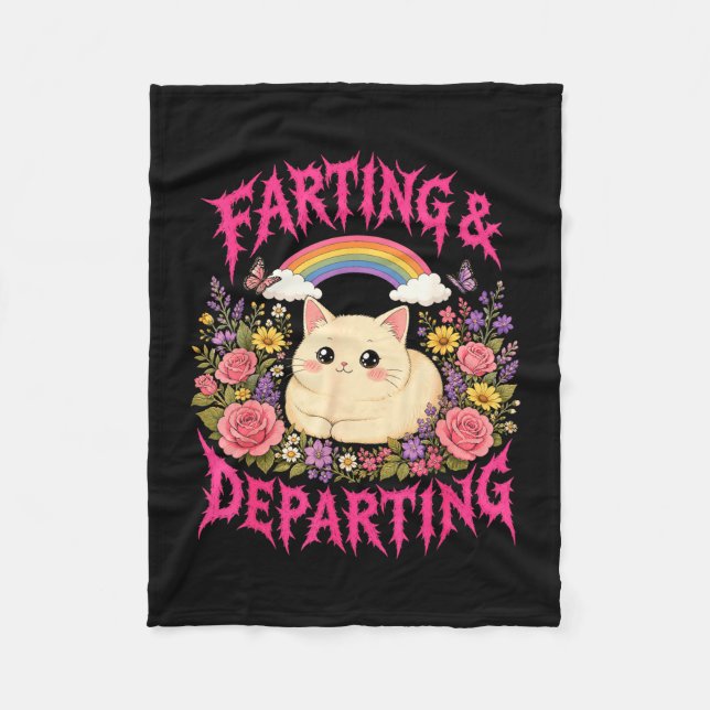 Cobertor De Velo Gatos partindo arco-íris flores engraçado (Frente)