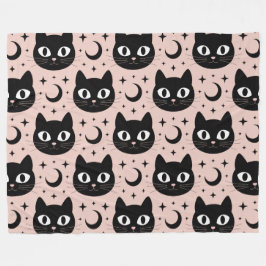 Cobertor De Velo Gatos Pretos Fofos & Halloween Celestial