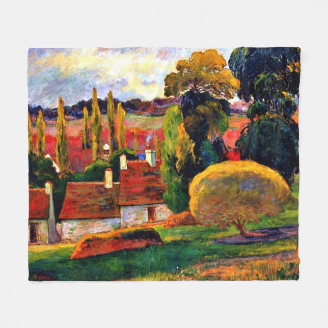 Cobertor De Velo Gauguin: Fazenda na Bretanha, famosa pintura (Frente (Horizontal))
