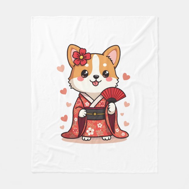Cobertor De Velo Geisha Corgi Dog Lover Welsh (Frente)