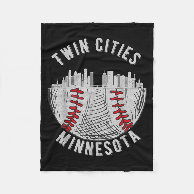 Cobertor De Velo Gêmeas Cidades Minnesota Mn Beisebol Skyline St  (Frente)