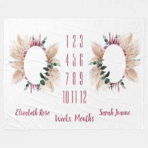 Gêmeos Milestone Baby Blanket Pampas e Eucalyptus