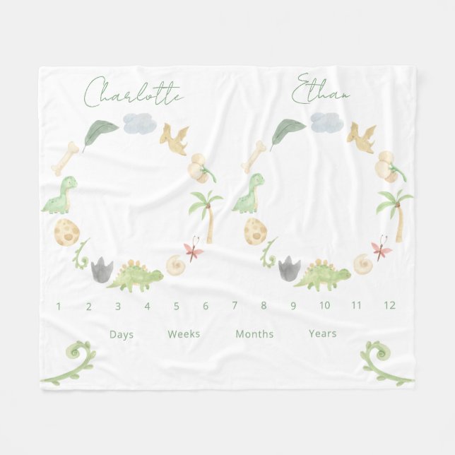 Cobertor De Velo Gêmeos rastreadores de crescimento gênero Dinossau (Frente (Horizontal))