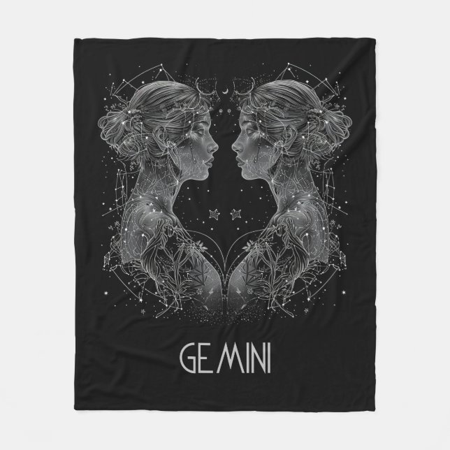 Cobertor De Velo Gemini Zodiac Constelação Fleece Blanket (Frente)