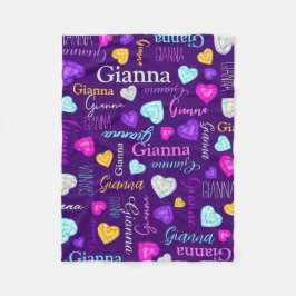 Cobertor De Velo Gemstones corações personalizados Gianna colorida