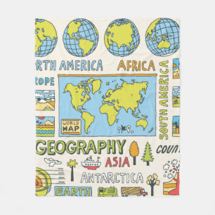 Cobertor De Velo Geography. Hand drawn. Vintage illustration.