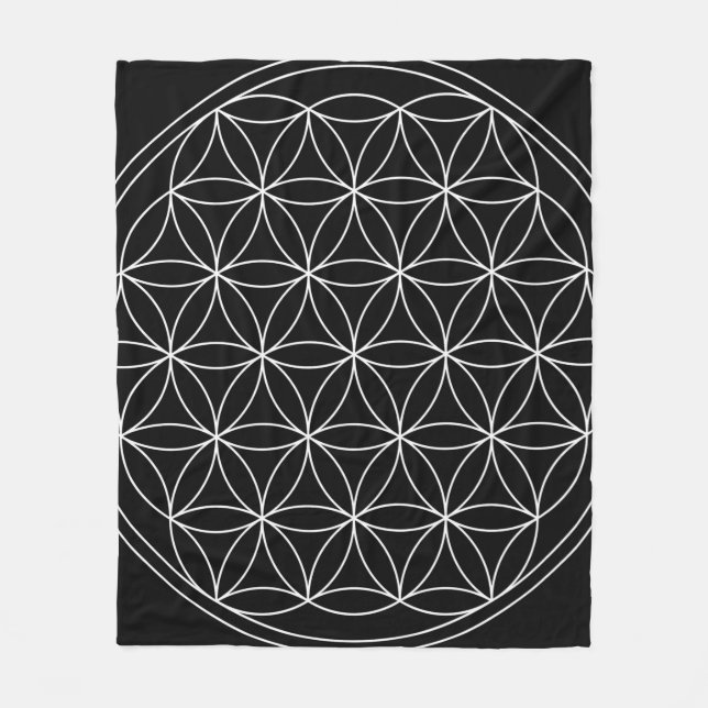 Cobertor De Velo Geometria Sagrada: Flor da Vida Preto e Branco (Frente)