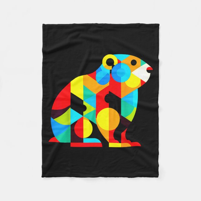Cobertor De Velo Geometric Minimalism Modern Illustration Groundhog (Frente)