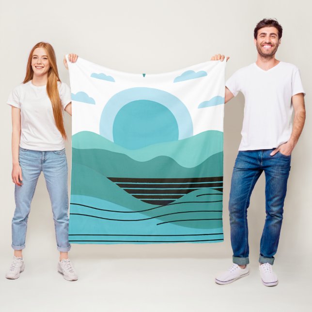 Cobertor De Velo Geometric Sun Mountain Abstract with Tribal Border (In Situ)