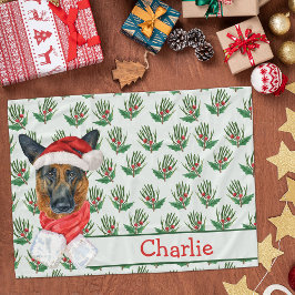 Cobertor De Velo German shepherd de Natal com nome de cão