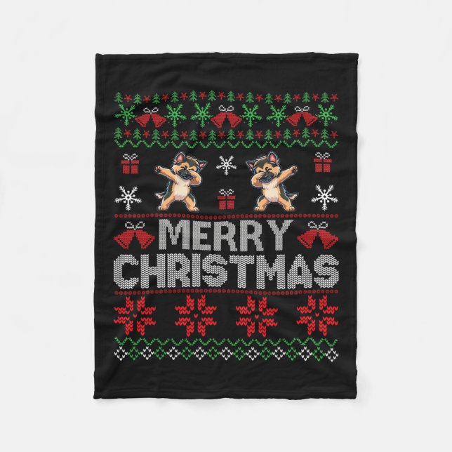 Cobertor De Velo German shepherd de Suéter de Natal Feio (Frente)