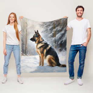 Cobertor De Velo German shepherd Deixar nevar no Natal