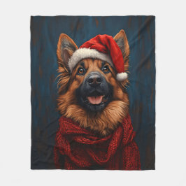 Cobertor De Velo German shepherd em um Chapéu Santa
