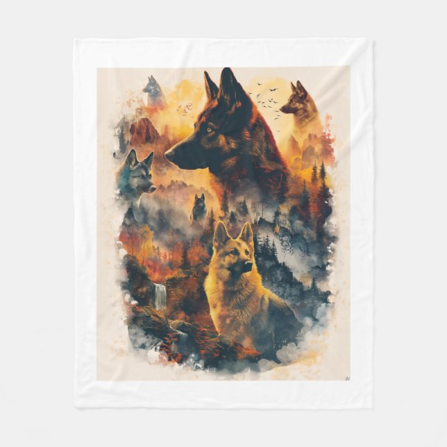 Cobertor De Velo German shepherd Nos Domínios Míticos (Frente)