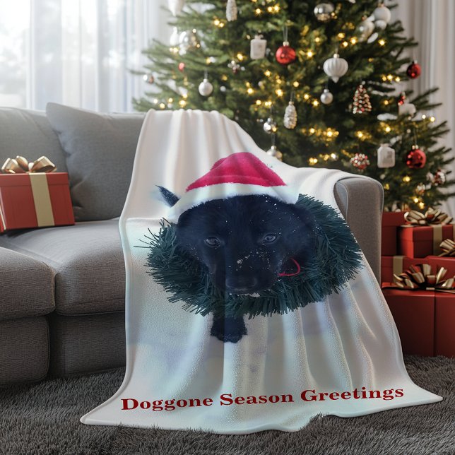 Cobertor De Velo German shepherd preto Puppy em uma coroa (Black German Shepherd Puppy in a Wreath Fleece Blanket)