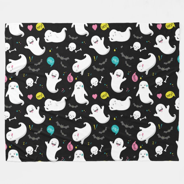 Cobertor De Velo Ghost Cute Halloween (Frente (Horizontal))