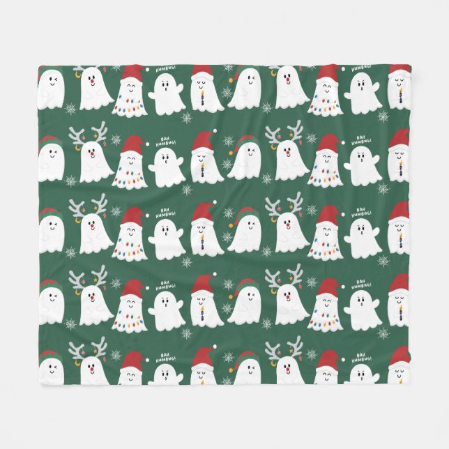 Cobertor De Velo Ghost Fleece Blanket de Feliz Natal (Frente (Horizontal))