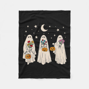 Cobertor De Velo Ghost Floral Groovy Vintage Retro Halloween Costum