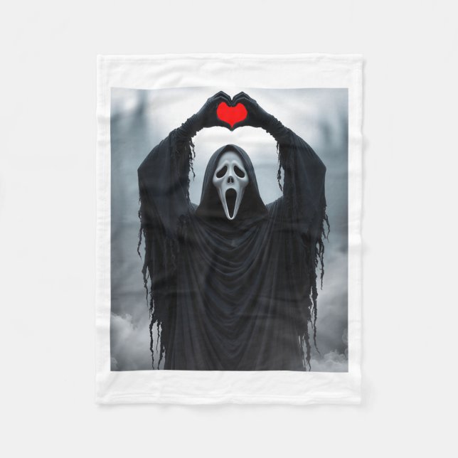 Cobertor De Velo Ghost Red Heart Hands Y Face Halloween Valentines  (Frente)