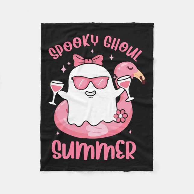 Cobertor De Velo Ghoul Summer Cute Ghost Flamingo Summer Vib (Frente)